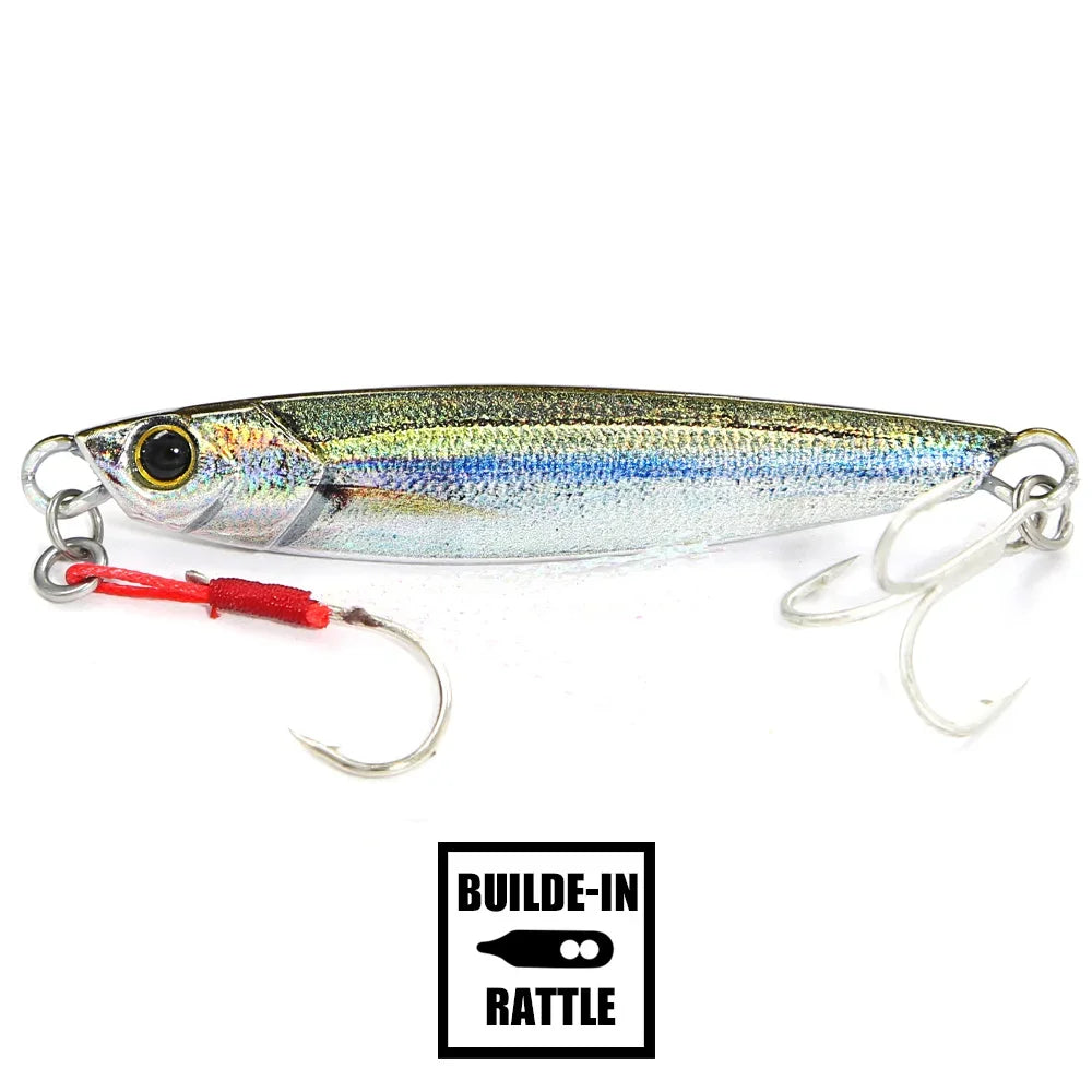 B&U Rattle Jig Sea Fishing Lures Metal Jig 40g 60g 80g Long Casting Lure Spinning Artificial Bait with Hook Spoon Fishing Tackle