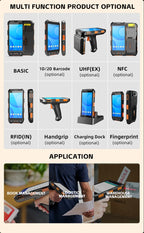 5.5inch Portable Handgrip Android 13 PDAS Rfid Reader Scanner Rug Handheld Barcode Scanner with 8000mah 64g Octa Core WiFi NFC