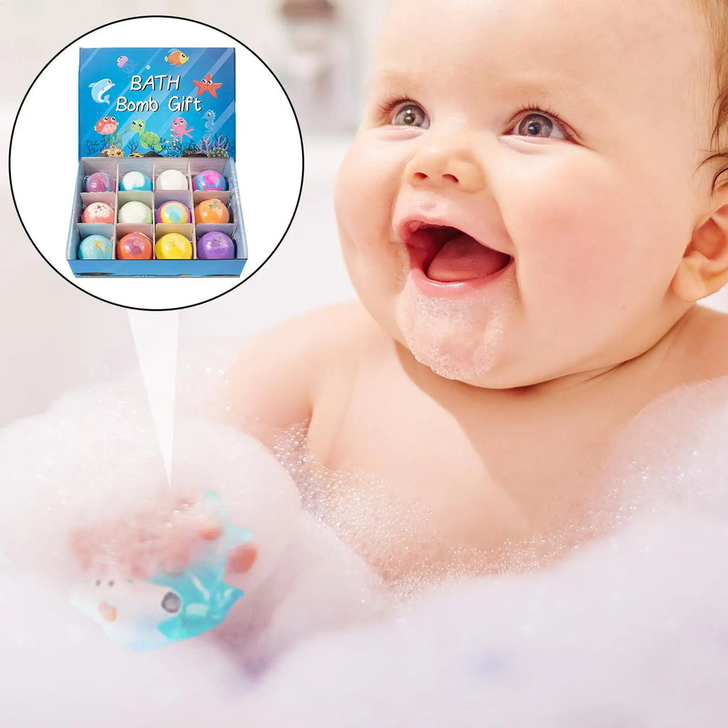 12pcs Kids Bath Bombs With Surprise Sea Animal Toys Inside Ocean Bath Salt Balls unique relieve fatigue Safe Ingredients