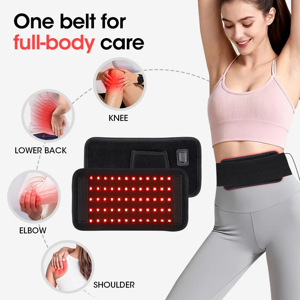 25x13.5cm 60 LEDs 660nm Red Light Infrared Belt 850nm Back Burn Fat Wrap Slimming Machine Waist Timing Pad For Muscle Skin Care