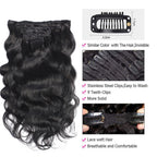 Wave Clip in Hair Extensions Real Human Hair Extensions Clip Ins 120 Gram Body Wave 18 Inch 8Pcs Natural Black 100% Human Hair