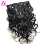 Wave Clip in Hair Extensions Real Human Hair Extensions Clip Ins 120 Gram Body Wave 18 Inch 8Pcs Natural Black 100% Human Hair