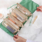 4 in 1 Cosmetic Bag For Women Zipper Mesh Separable Cosmetics Pouch Ladies Foldable Nylon Bag Rope Makeup Bag Kosmetyczka