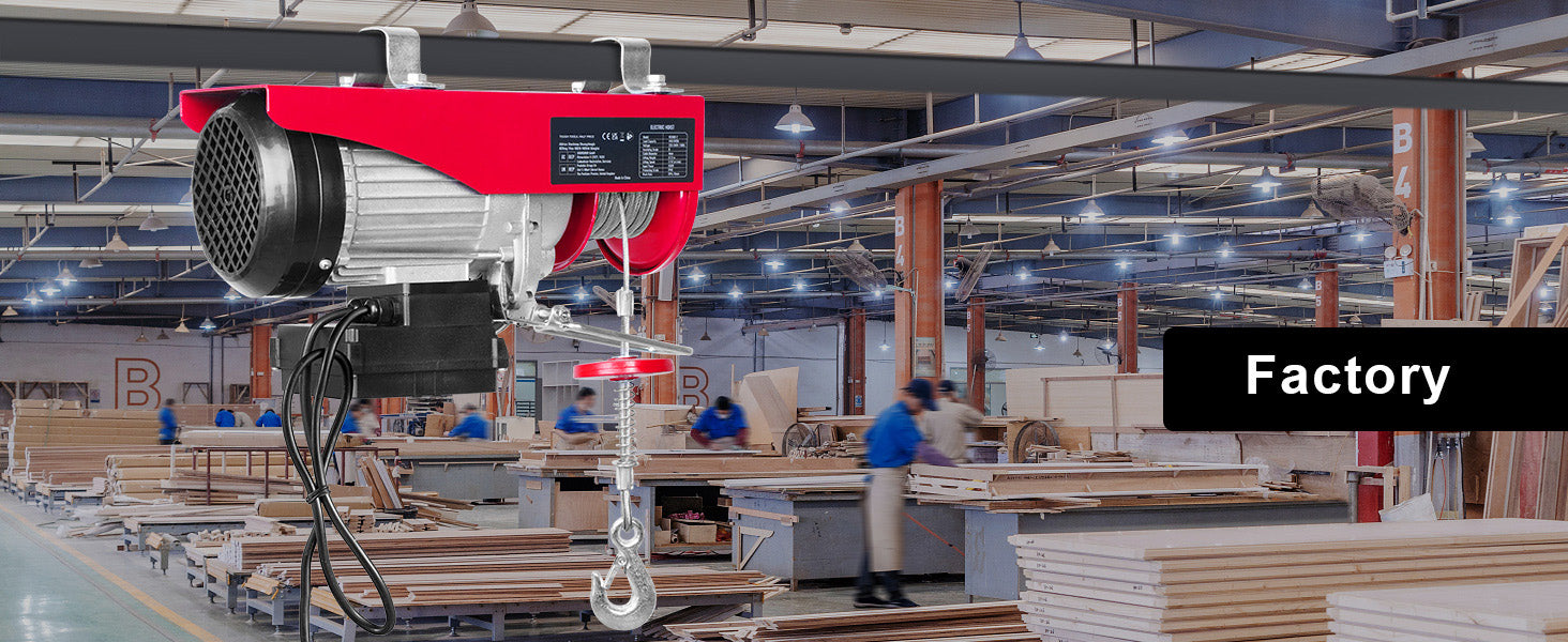 SucceBuy 1320-2200 lbs Wireless Electric Hoist with 40ft Single Cable Lifting Height Steel Wire Winch Garage Warehouse Factory